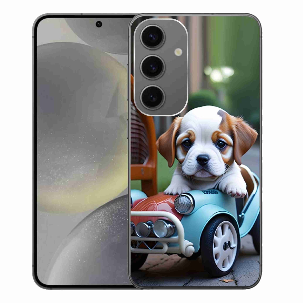 Gél borítás mmCase Samsung Galaxy S24+ - kiskutya retro autóban