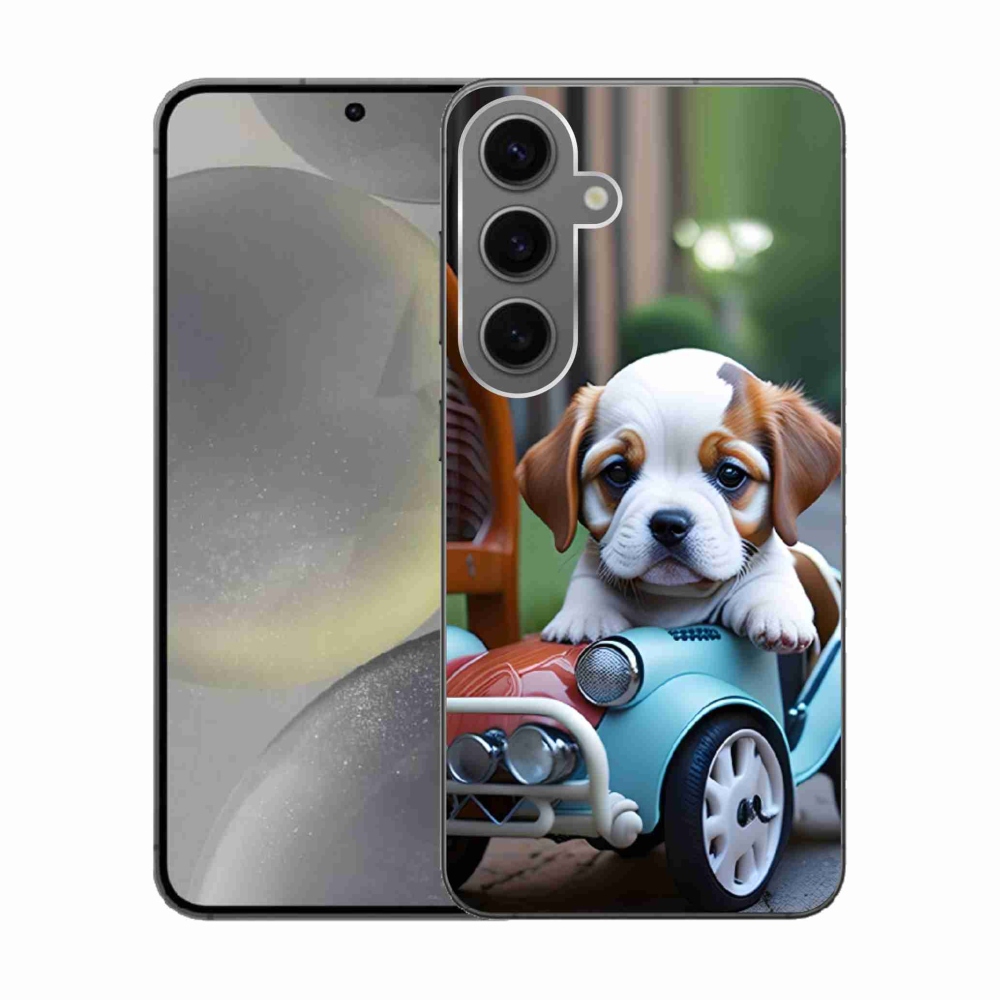 Gél borítás mmCase Samsung Galaxy S24 - kiskutya retro autóban