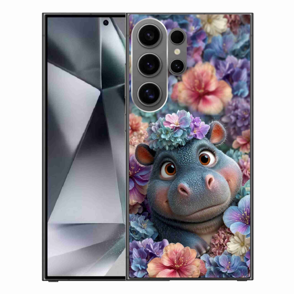 Zselés borítás mmCase Samsung Galaxy S24 Ultra készülékhez - víziló virágokban
