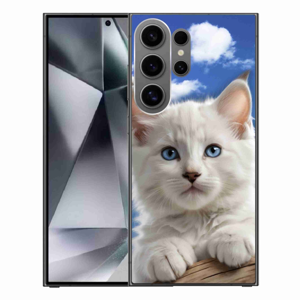 Gél borító mmCase Samsung Galaxy S24 Ultra készülékhez - cica és felhők
