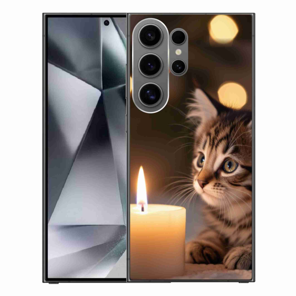 Gél borítás mmCase Samsung Galaxy S24 Ultra készülékhez - cica és gyertya