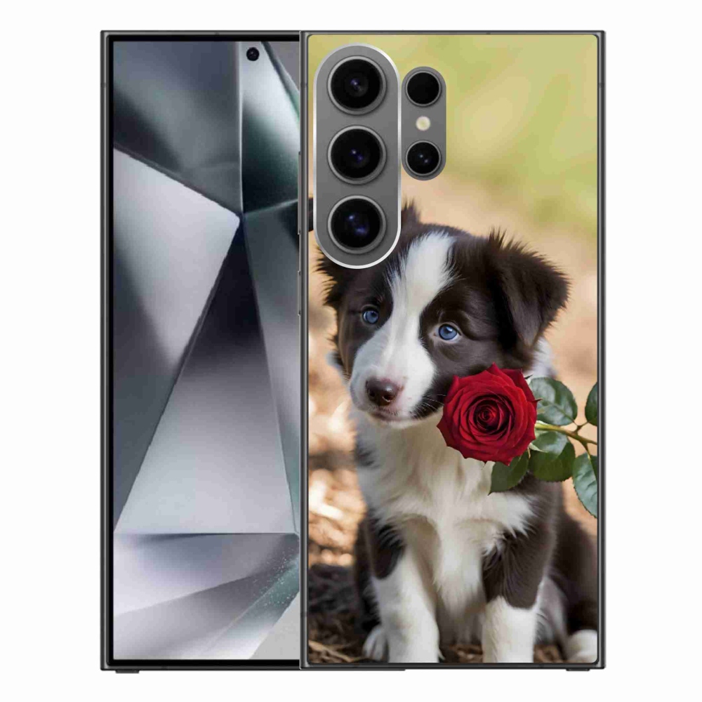 Gél borítás mmCase Samsung Galaxy S24 Ultra készülékhez - aranyos border collie rózsával
