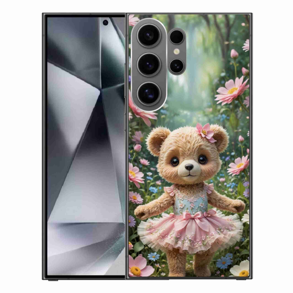 Gél borítás mmCase Samsung Galaxy S24 Ultra készülékhez - aranyos mackó virágokkal
