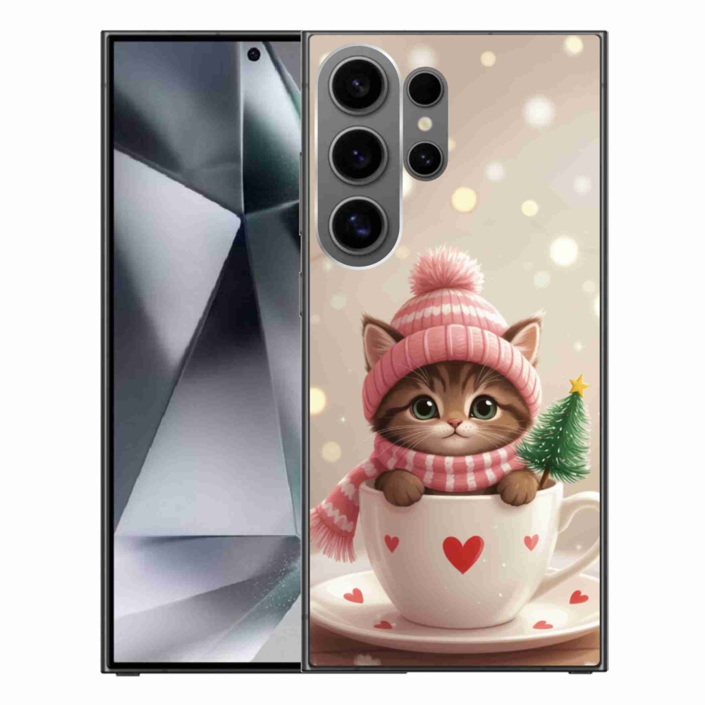 Gél borítás mmCase Samsung Galaxy S24 Ultra készülékhez - Karácsonyi cica a csészében