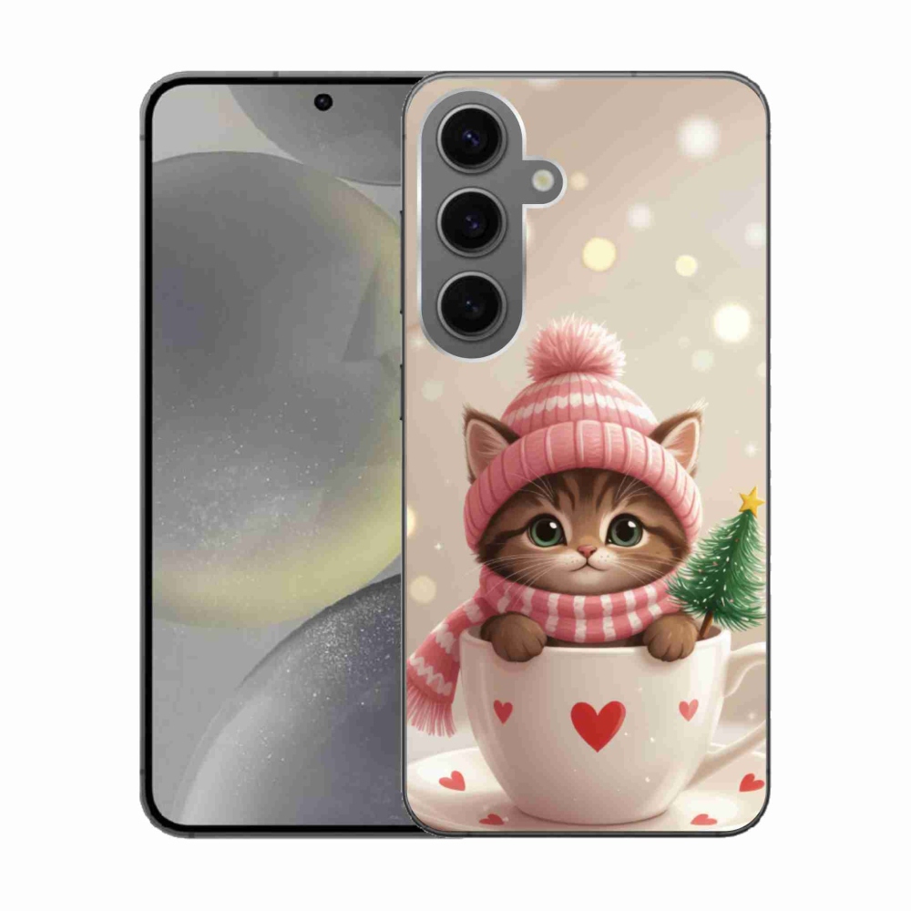 Gél borítás mmCase Samsung Galaxy S24 készülékhez - Karácsonyi cica egy csészében