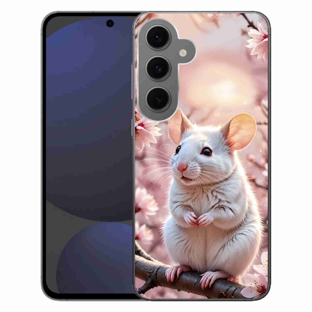 Zselés borítás mmCase Samsung Galaxy S24FE - fehér egér az ágon