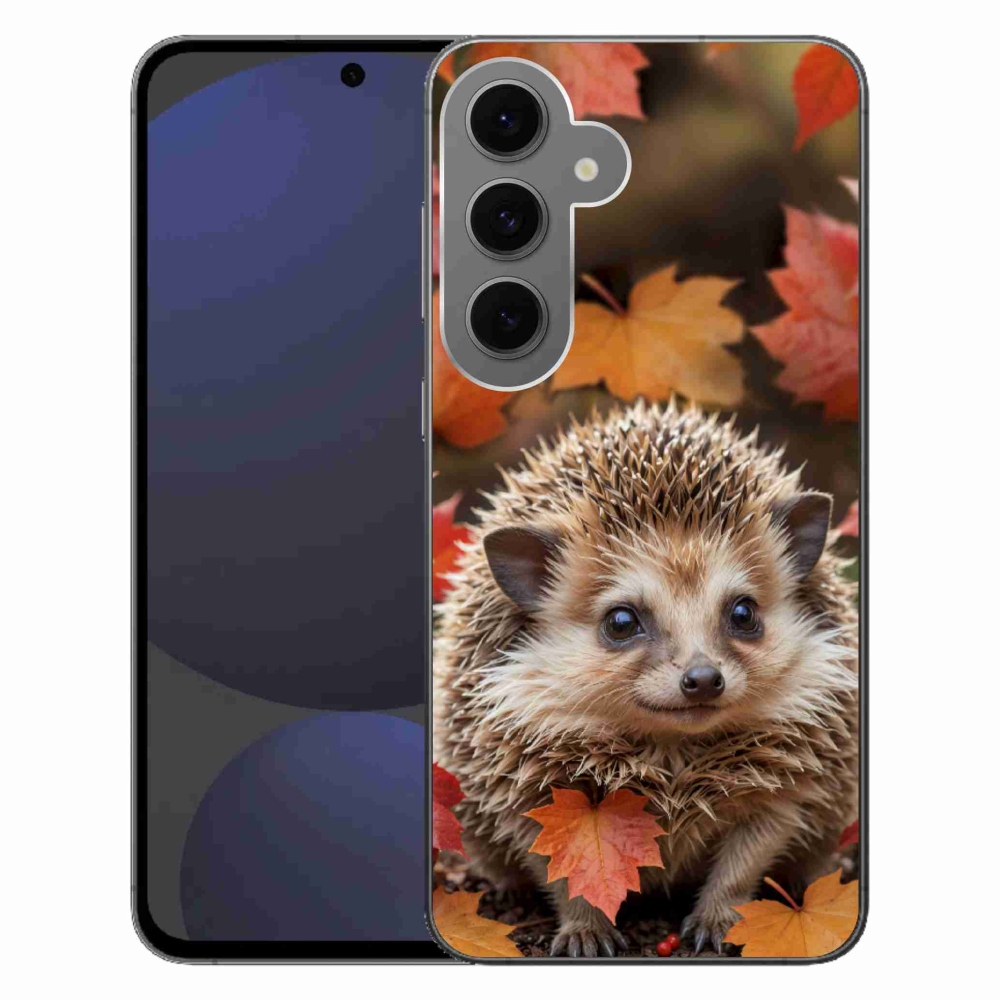 Zselés borító mmCase Samsung Galaxy S24FE készülékhez - sün a levelekben