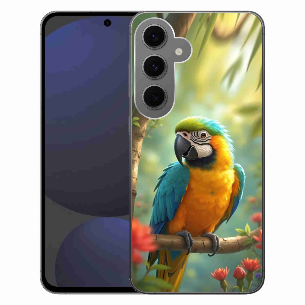 Zselés borítás mmCase Samsung Galaxy S24FE - papagáj ara kék és sárga