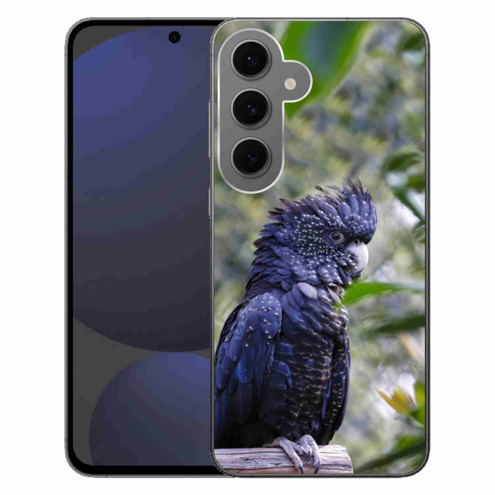 Zselés borítás mmCase Samsung Galaxy S24FE - papagáj kakadu fekete