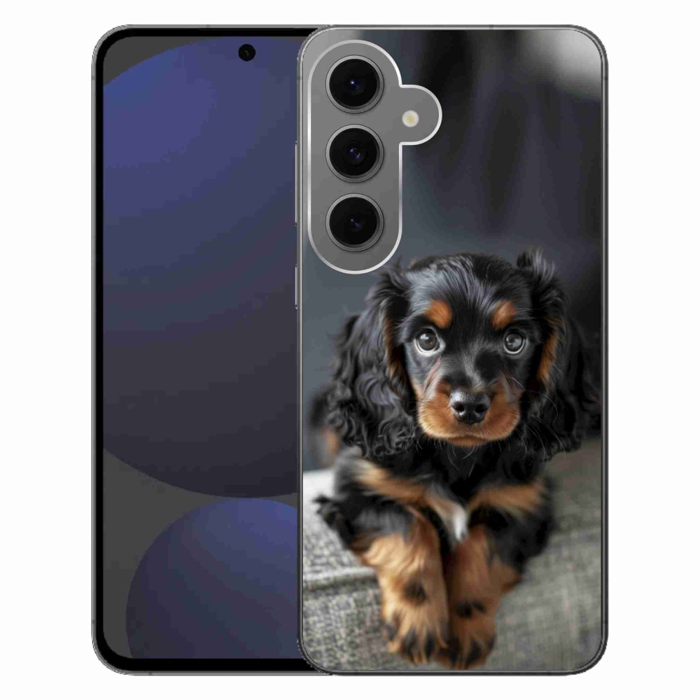 Gél borítás mmCase Samsung Galaxy S24FE - aranyos hosszú szőrű tacskóhoz