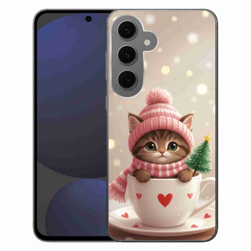 Gél borítás mmCase Samsung Galaxy S24FE készülékhez - Karácsonyi cica a csészében