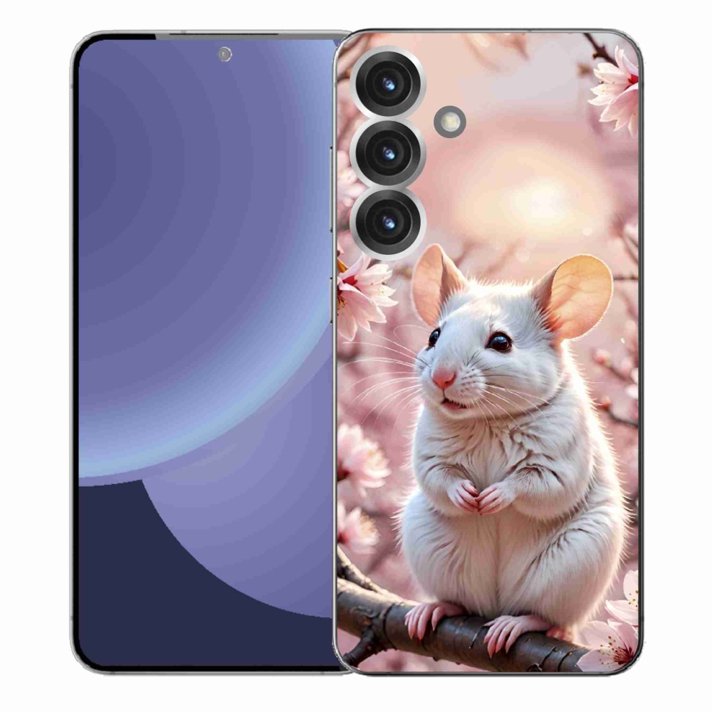 Zselés borítás mmCase Samsung Galaxy S25+ készülékhez - fehér egér az ágon