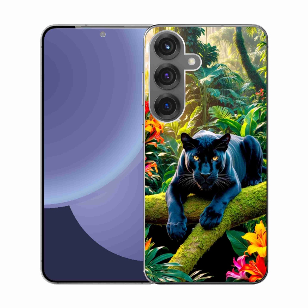 Gél borítás mmCase Samsung Galaxy S25 készülékhez - fekete párduc a dzsungelben