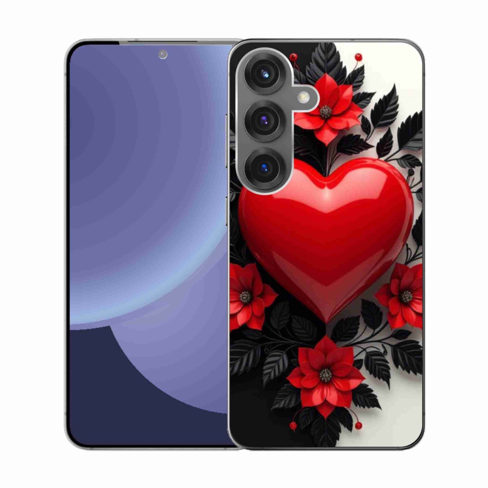 Gél védőhuzat mmCase Samsung Galaxy S25 készülékhez - piros szív