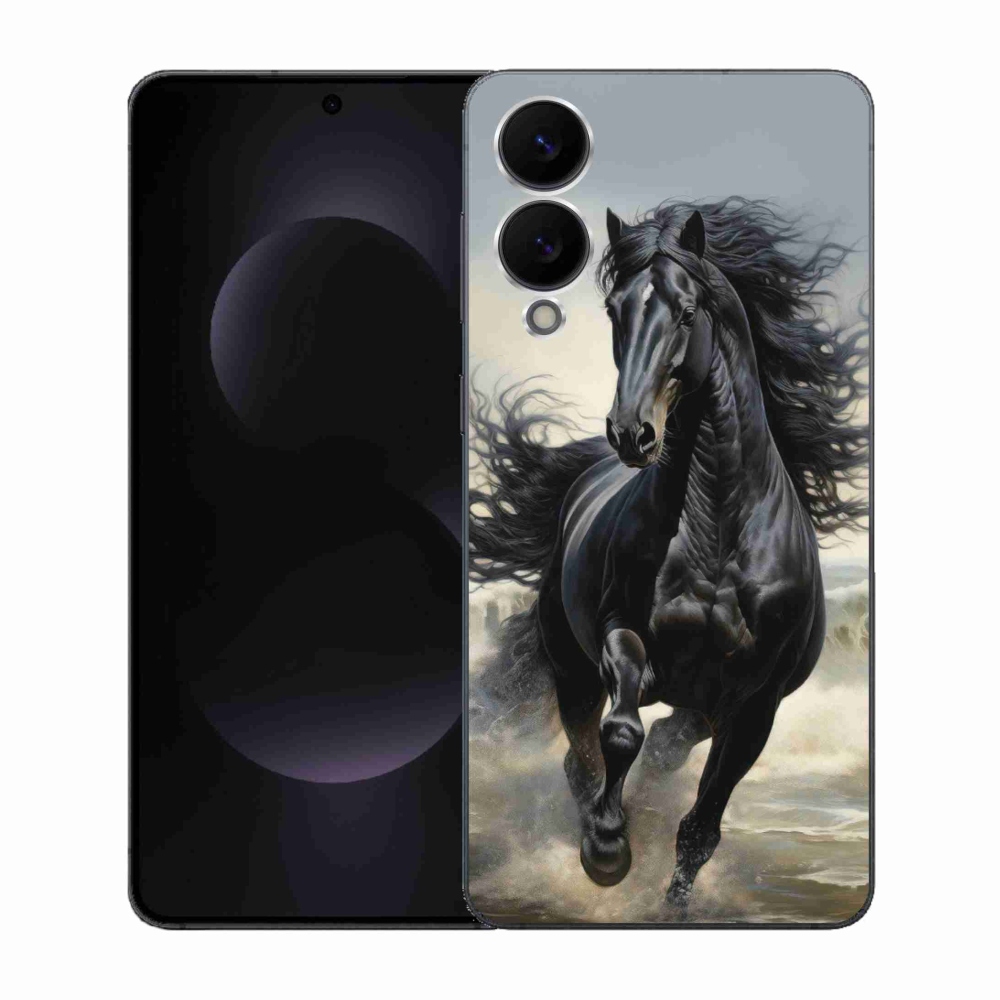 Gél borítás mmCase Samsung Galaxy S25 Edge készülékhez - futó fekete ló