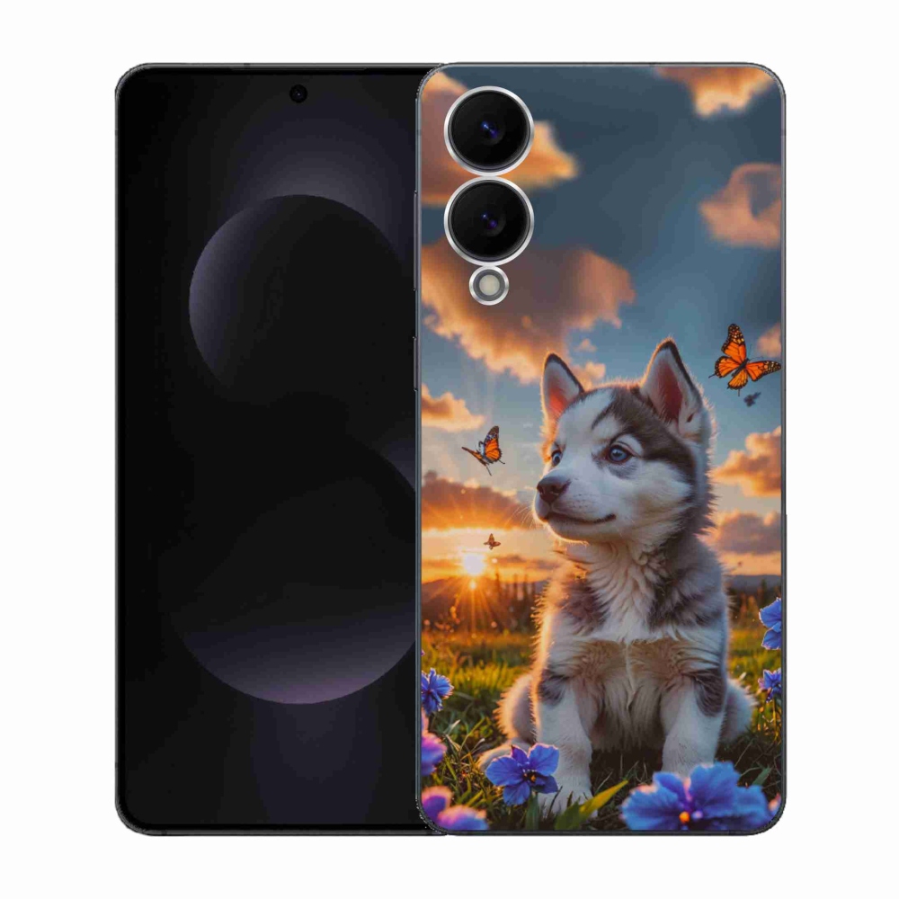 Gél borítás mmCase Samsung Galaxy S25 Edge készülékhez - husky a naplementében