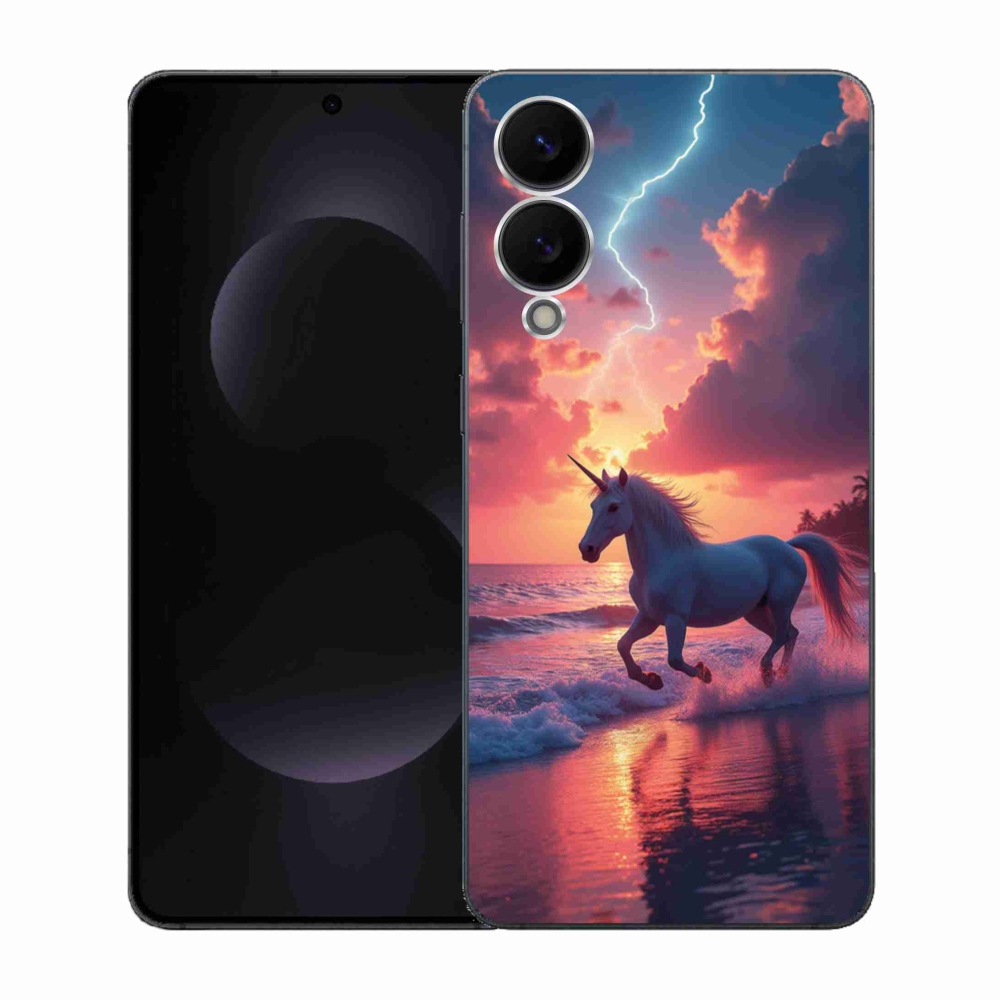 Gél borítás mmCase Samsung Galaxy S25 Edge készülékhez - egyszarvú a tengerparton