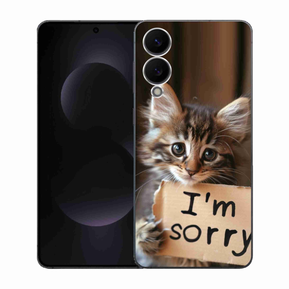 Gél borítás mmCase Samsung Galaxy S25 Edge készülékhez - macska bocsánatkérés