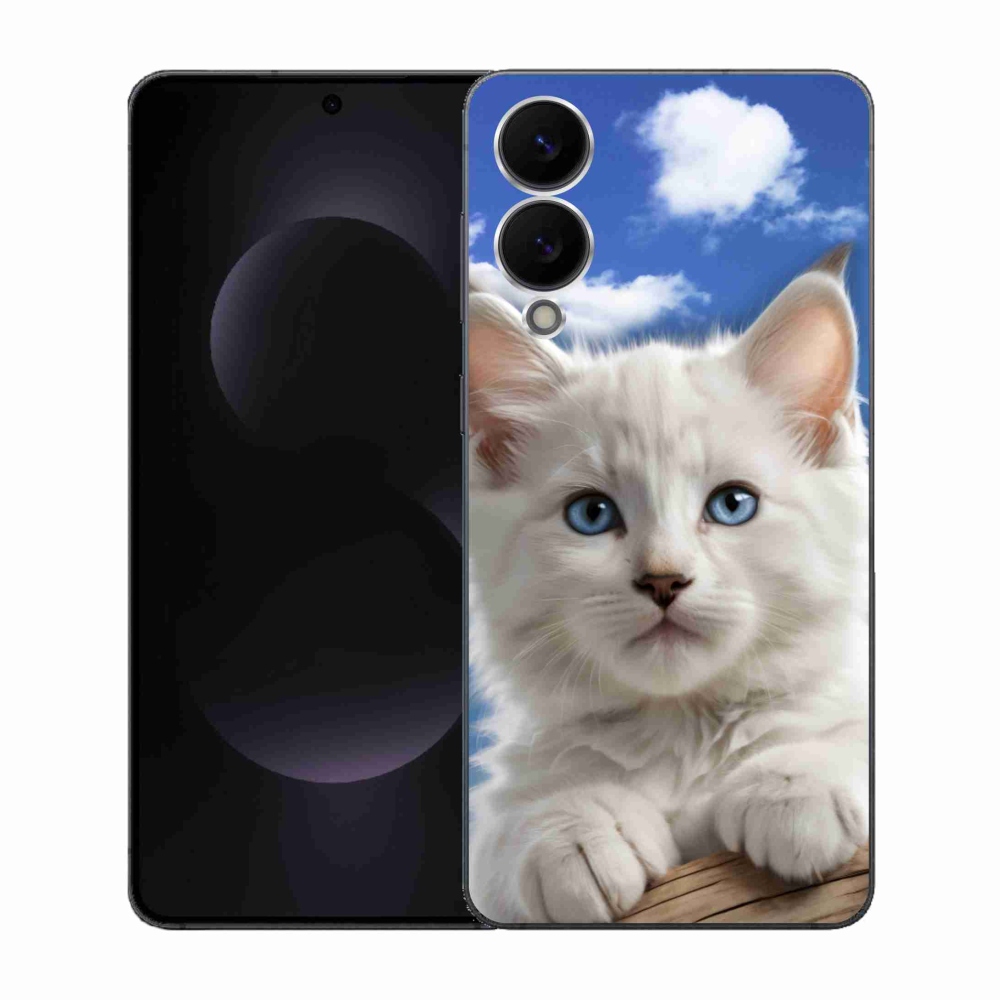 Gél borítás mmCase Samsung Galaxy S25 Edge készülékhez - cica és felhők