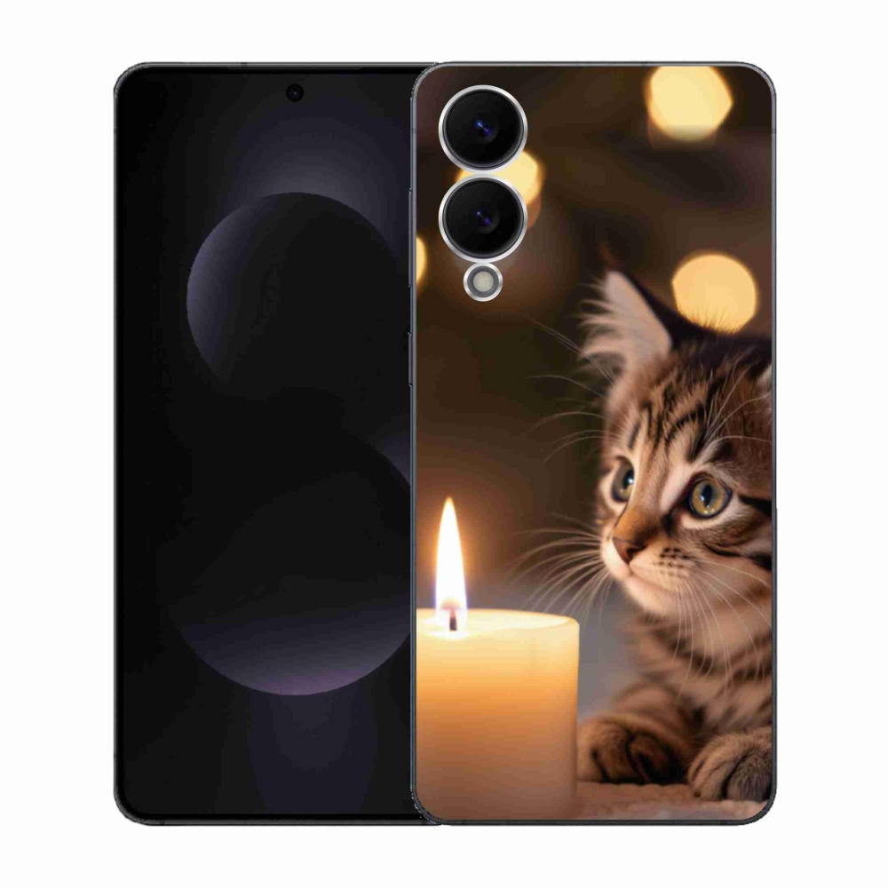 Gél borítás mmCase Samsung Galaxy S25 Edge készülékhez - cica és gyertya