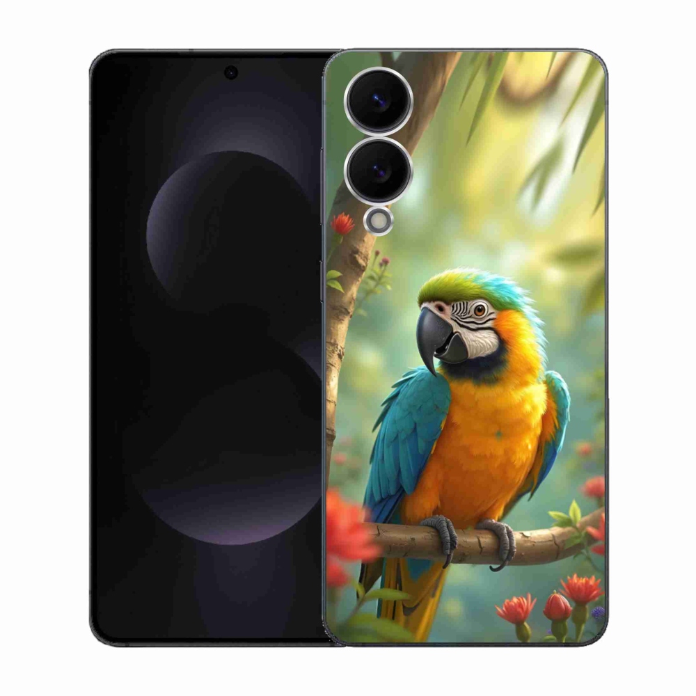 Zselés borítás mmCase Samsung Galaxy S25 Edge készülékhez - papagáj ara kék és sárga