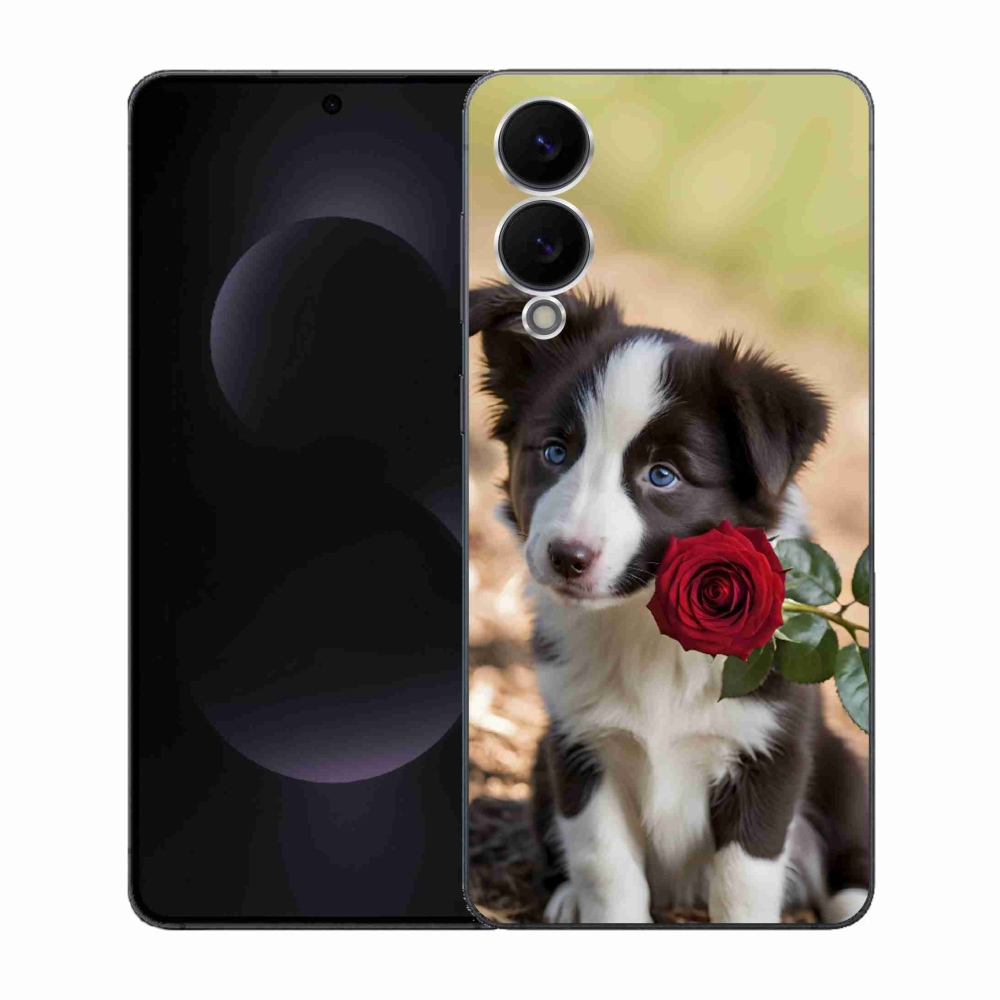 Gél borítás mmCase Samsung Galaxy S25 Edge készülékhez - aranyos border collie rózsával