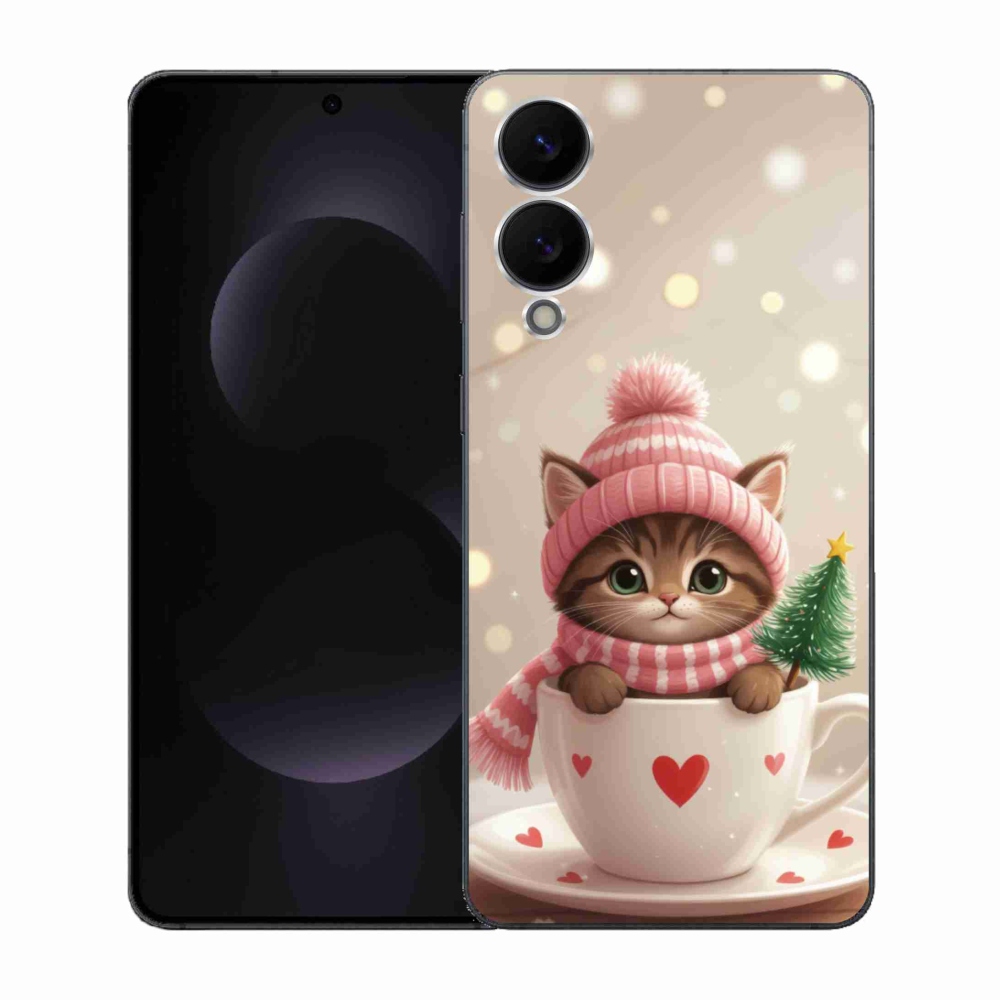 Gél borítás mmCase Samsung Galaxy S25 Edge készülékhez - Karácsonyi cica a csészében