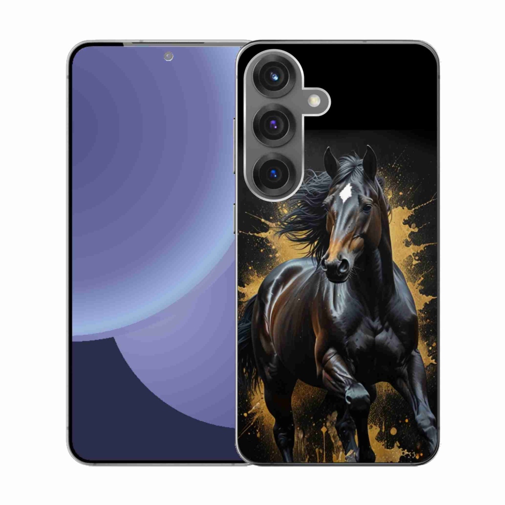 Zselés borítás mmCase Samsung Galaxy S25 készülékhez - elegáns fekete ménes