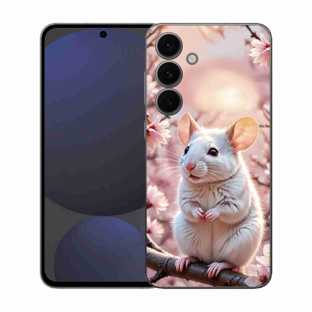 Zselés borítás mmCase Samsung Galaxy S25 FE készülékhez - fehér egér az ágon