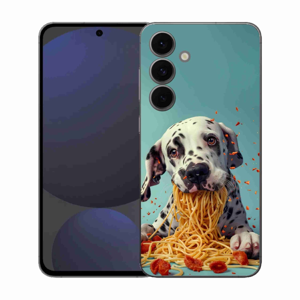 Zselés borítás mmCase Samsung Galaxy S25 FE készülékhez - Dalmát és spagetti