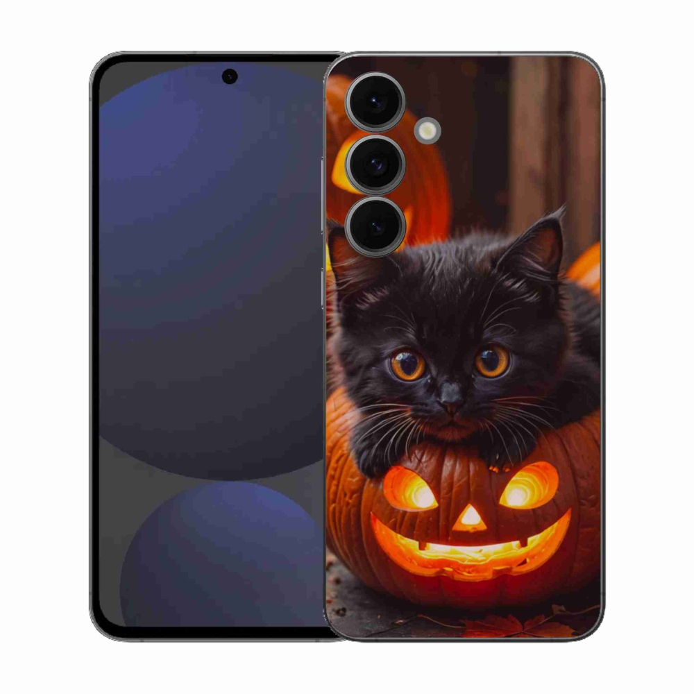 Gél borítás mmCase Samsung Galaxy S25 FE készülékhez - cica és sütőtök