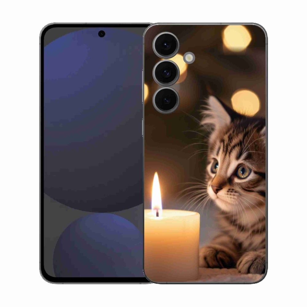 Gél borítás mmCase Samsung Galaxy S25 FE készülékhez - cica és gyertya