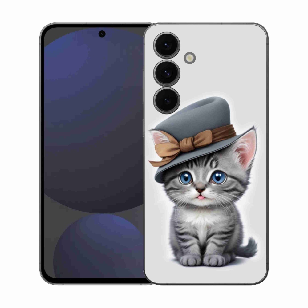 Gél borítás mmCase Samsung Galaxy S25 FE készülékhez - cica sapkával