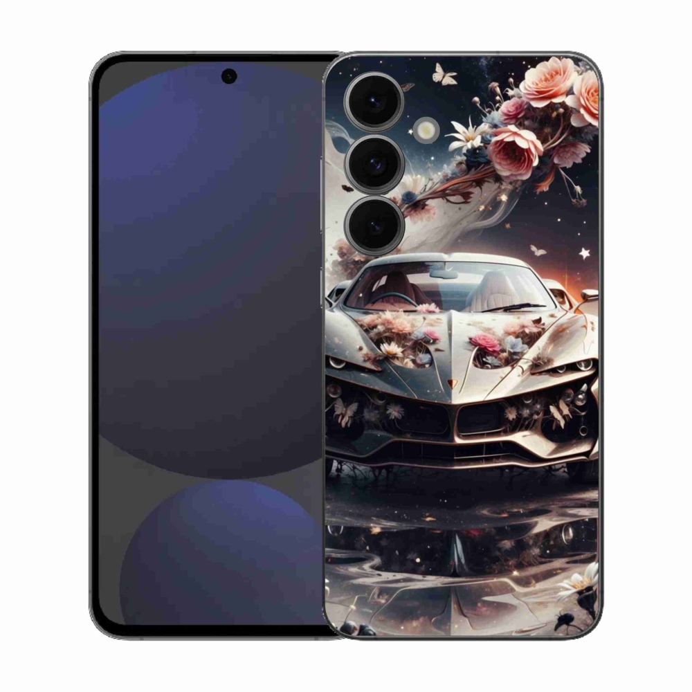 Gél borító mmCase Samsung Galaxy S25 FE - virágos sportkocsihoz