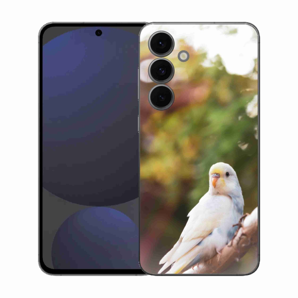 Zselés borítás mmCase Samsung Galaxy S25 FE - papagáj andulka fehér