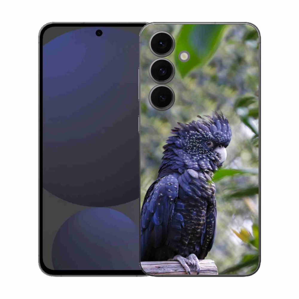 Zselés borítás mmCase Samsung Galaxy S25 FE készülékhez - papagáj kakadu fekete
