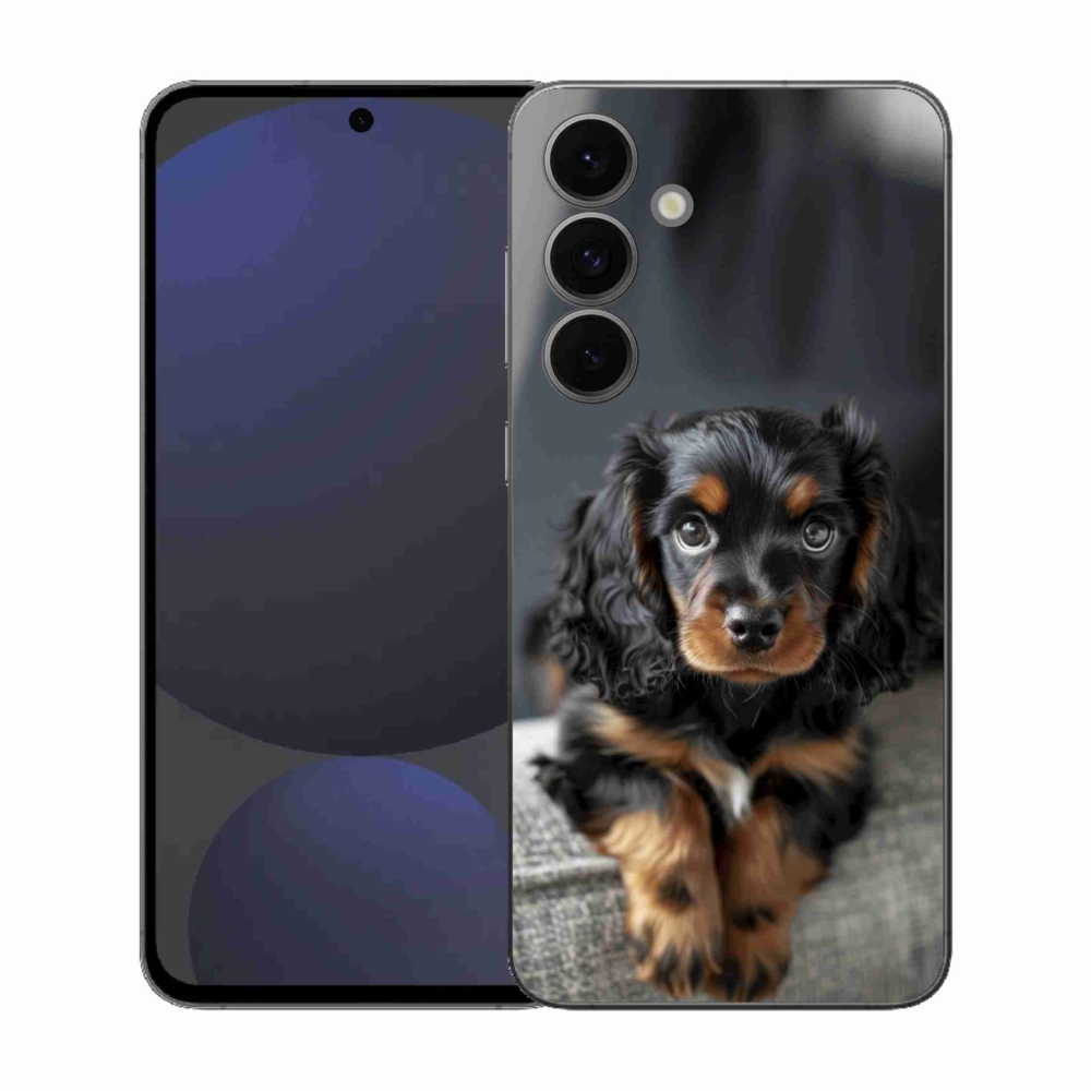 Gél borítás mmCase Samsung Galaxy S25 FE - aranyos hosszú szőrű tacskóhoz