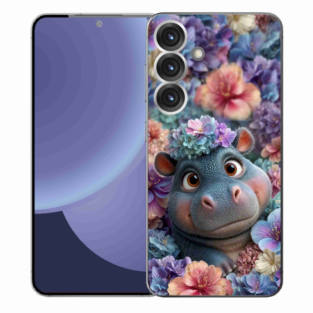 Zselés borítás mmCase Samsung Galaxy S25+ készülékhez - víziló virágokban