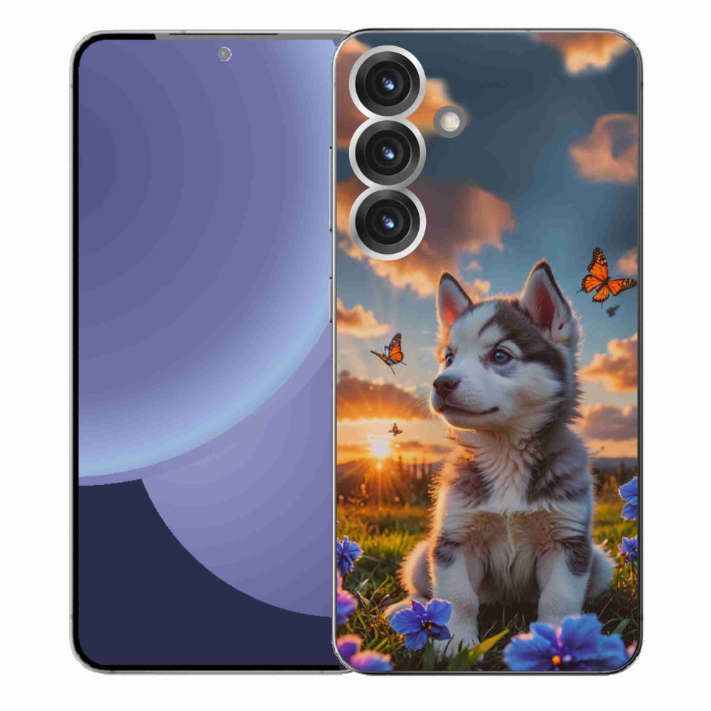 Gél borítás mmCase Samsung Galaxy S25+ készülékhez - husky a naplementében