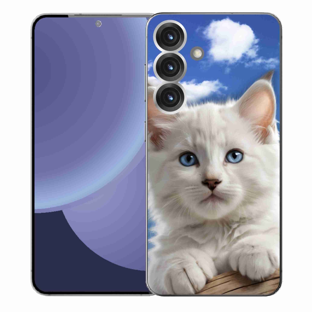 Gél borítás mmCase Samsung Galaxy S25+ készülékhez - cica és felhők