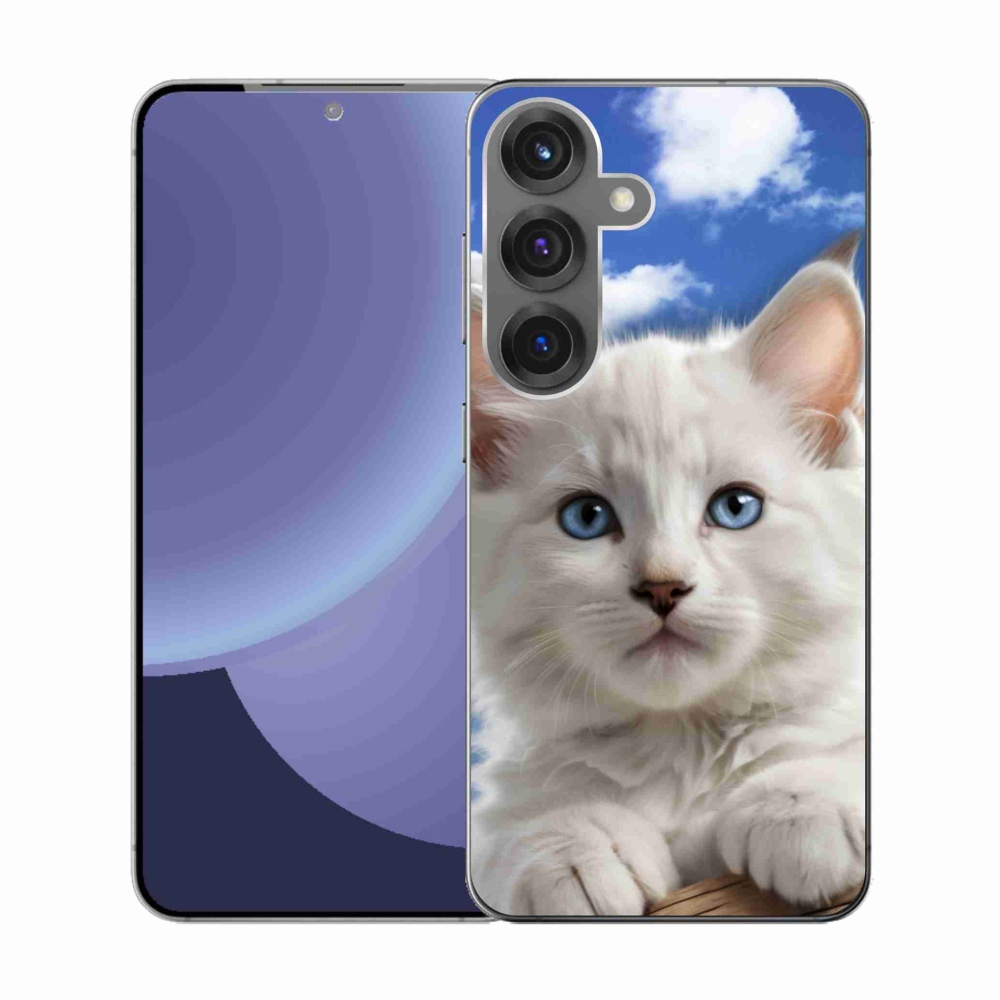 Gél borítás mmCase Samsung Galaxy S25 készülékhez - cica és felhők