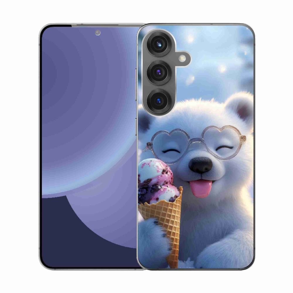Gél borítás mmCase Samsung Galaxy S25 készülékhez - mackó fagylalttal