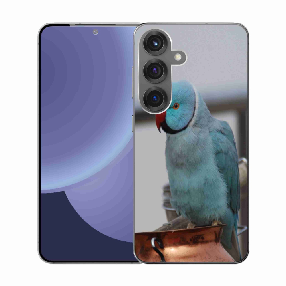 Zselés borítás mmCase Samsung Galaxy S25 készülékhez - papagáj alexander kék