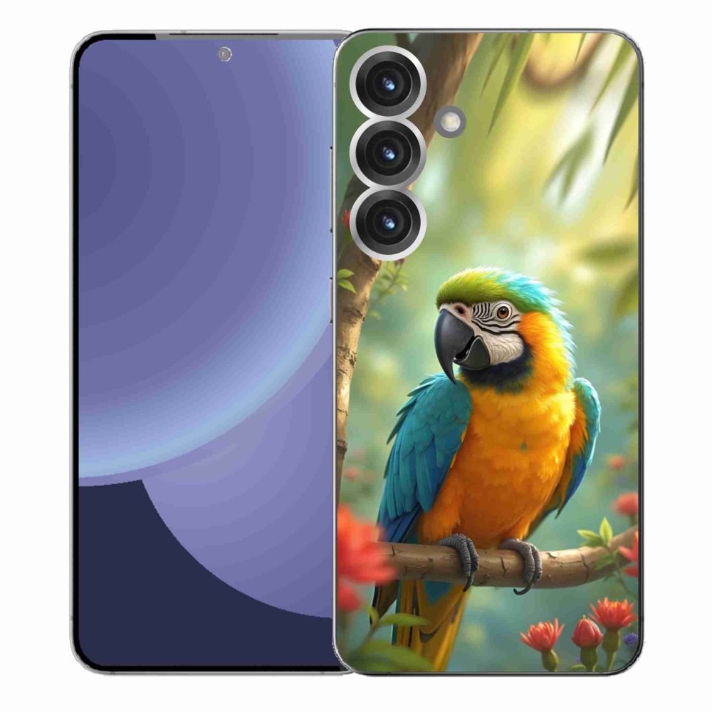 Zselés borítás mmCase Samsung Galaxy S25+ - papagáj ara kék és sárga
