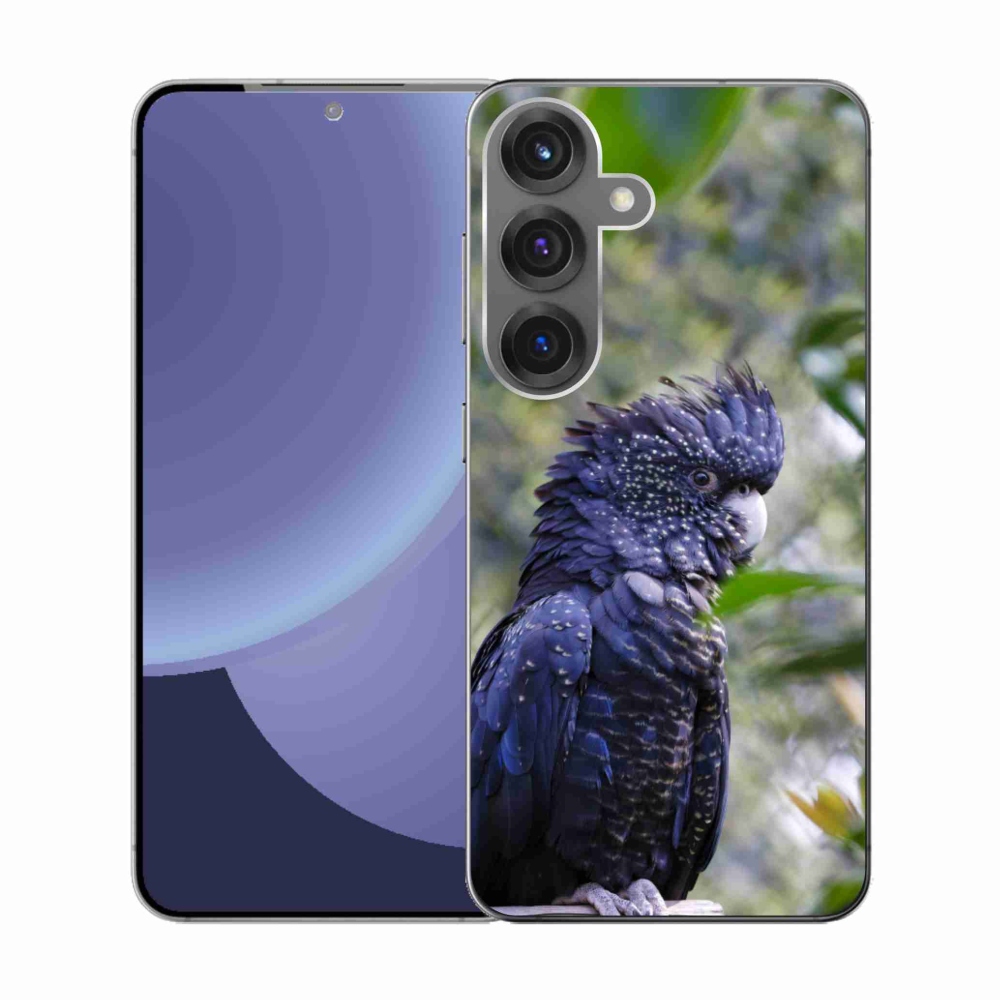 Zselés borítás mmCase Samsung Galaxy S25 készülékhez - papagáj kakadu fekete