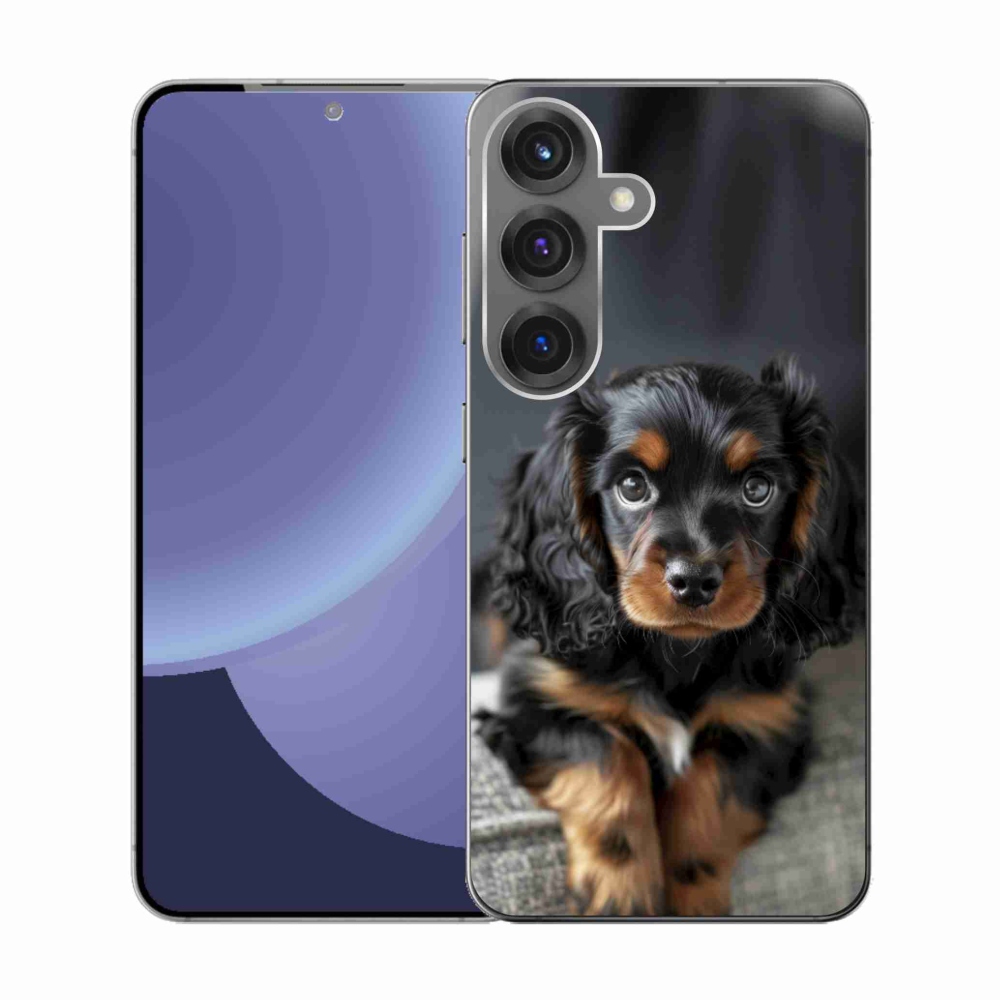 Gél borítás mmCase Samsung Galaxy S25 készülékhez - aranyos hosszúszőrű tacskó