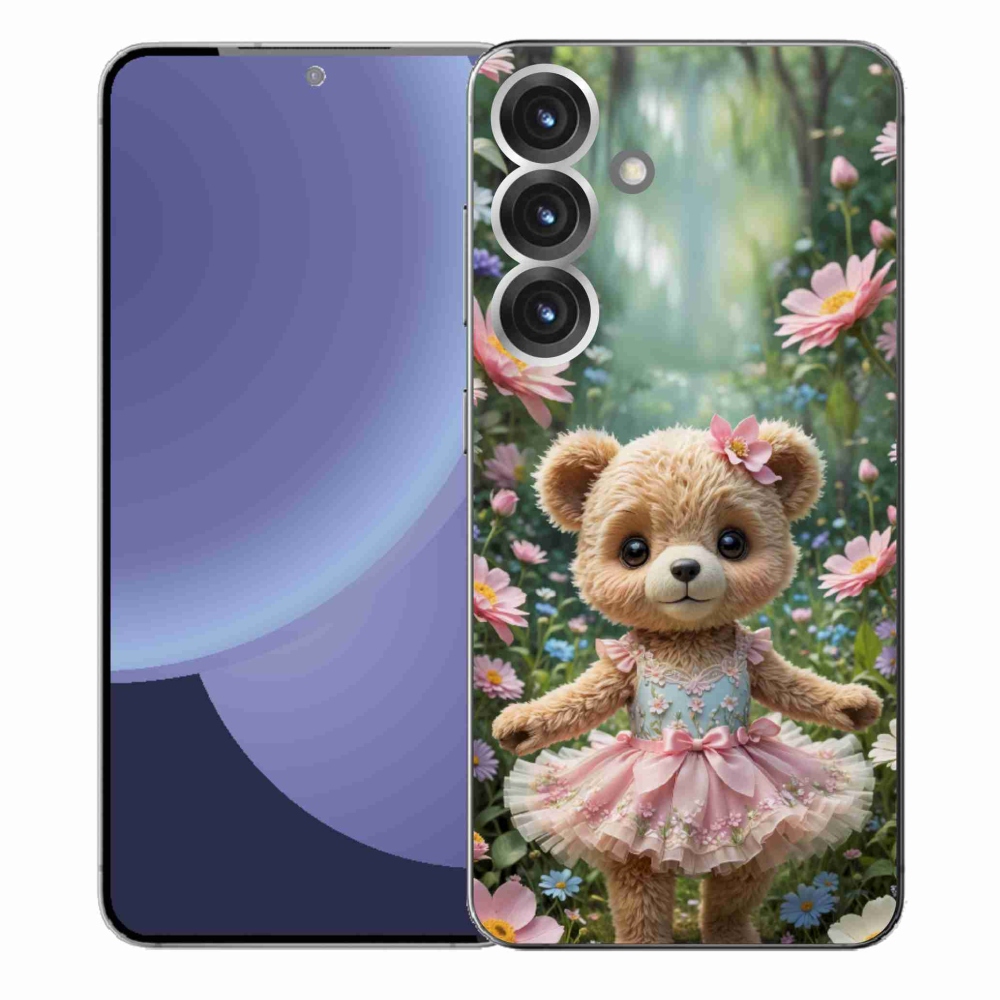 Gél borítás mmCase Samsung Galaxy S25+ - aranyos mackó virágokkal