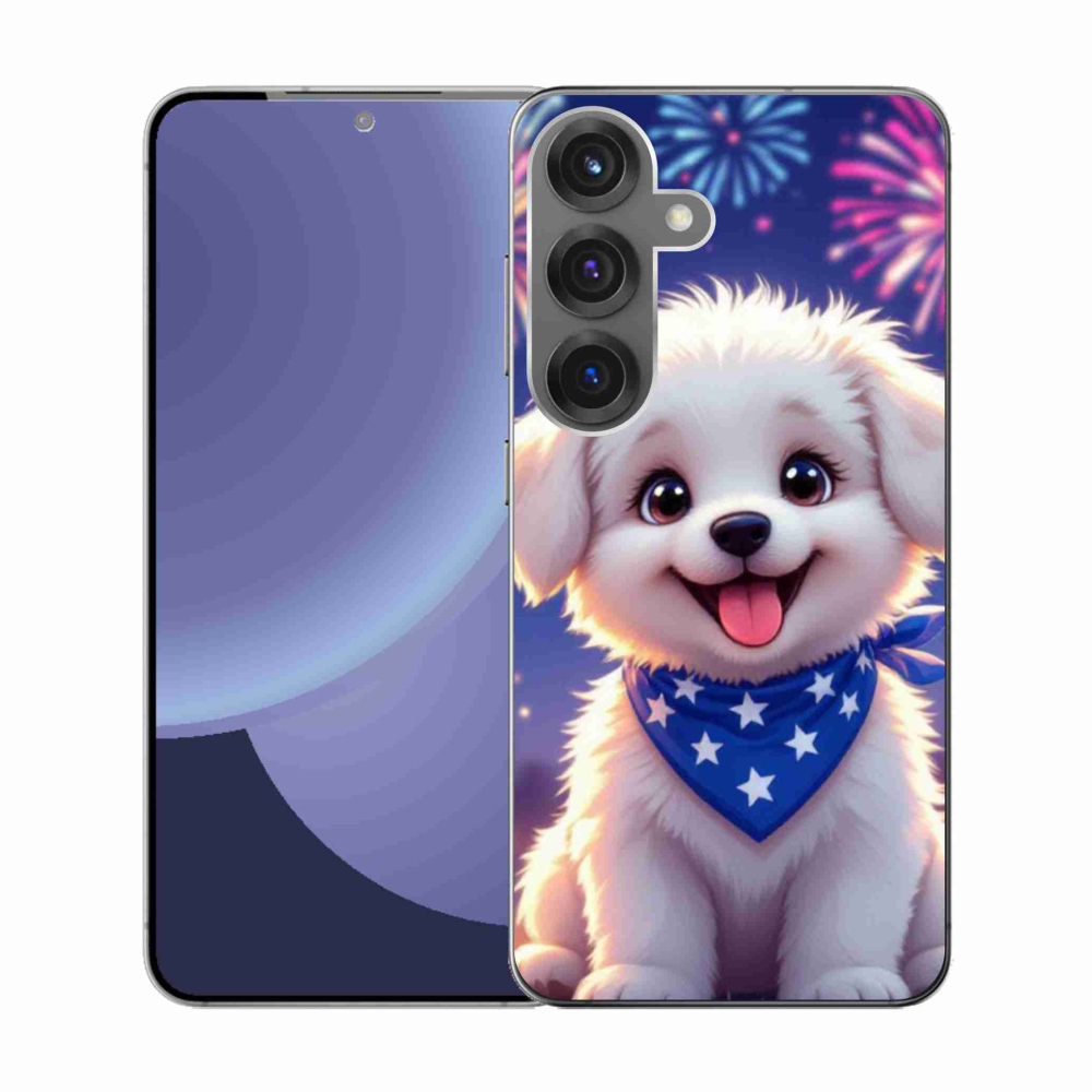 Gél borítás mmCase Samsung Galaxy S25 készülékhez - ünnepi kiskutya