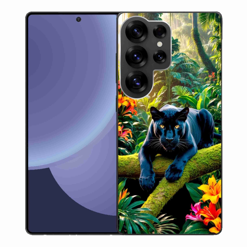 Gél borítás mmCase Samsung Galaxy S25 Ultra készülékhez - fekete párduc a dzsungelben