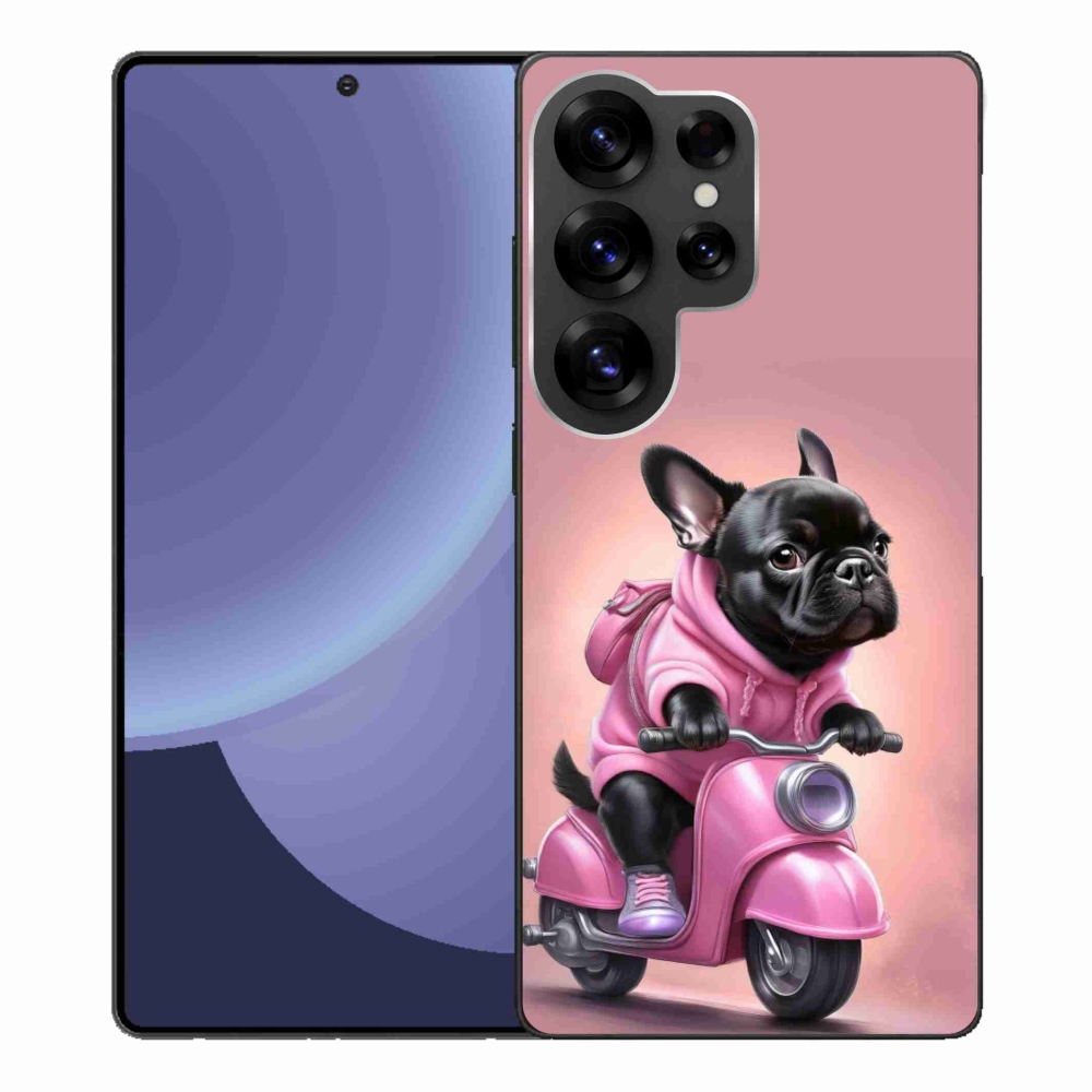 Gél borítás mmCase Samsung Galaxy S25 Ultra - Francia bulldog egy robogón